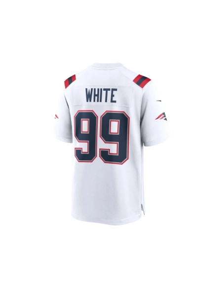 Mens New England Patriots Keion White White Game Jersey