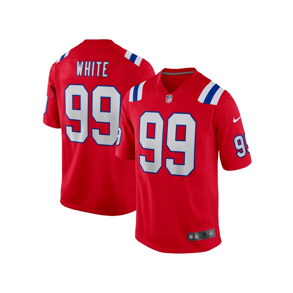 Mens New England Patriots Keion White Red Alternate Team Game Jersey