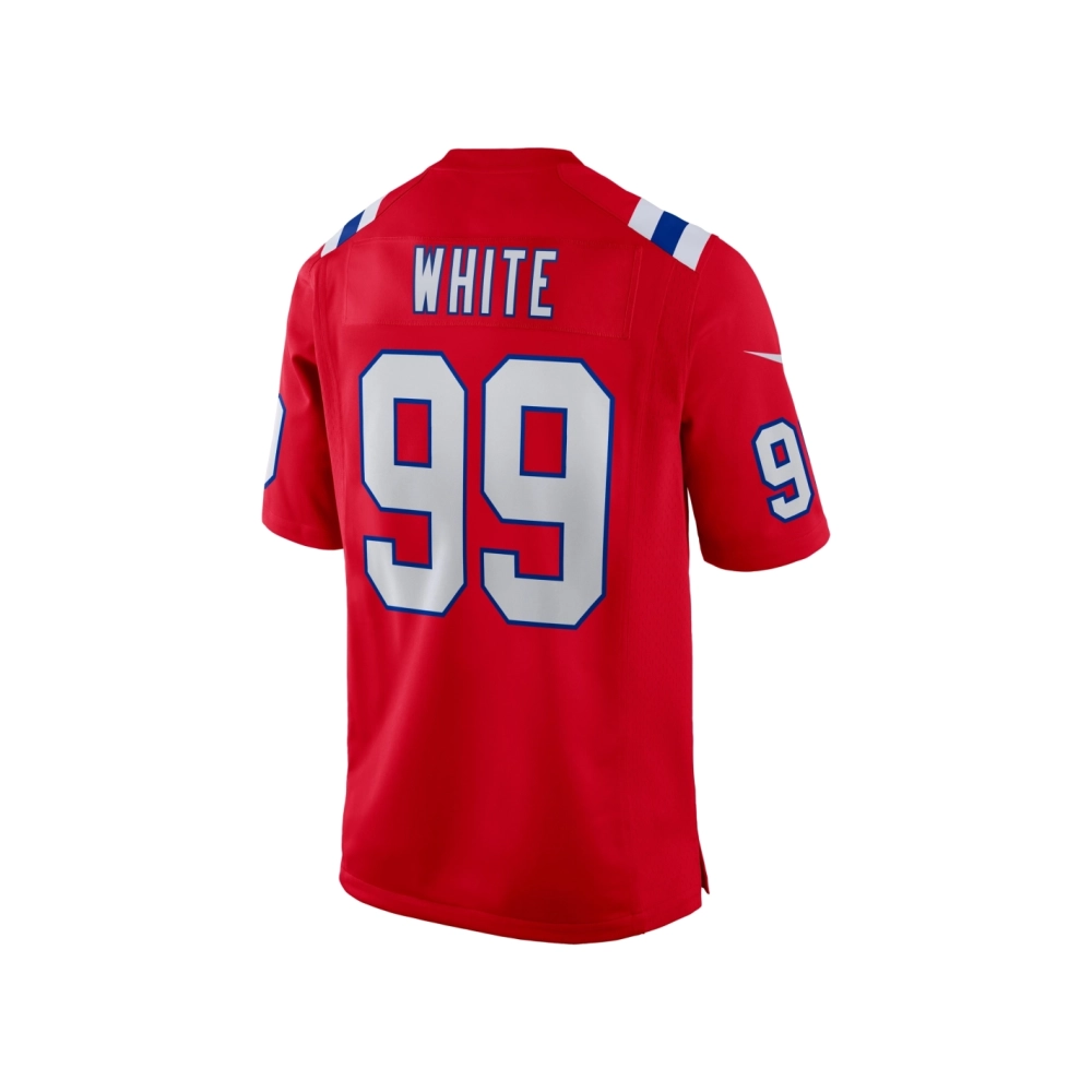 Mens New England Patriots Keion White Red Alternate Team Game Jersey