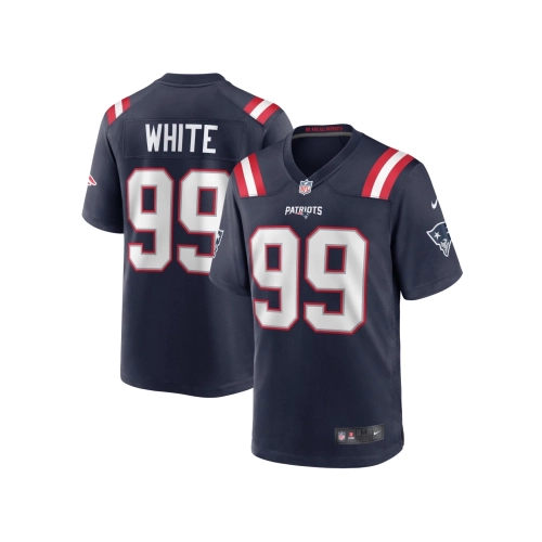 Mens New England Patriots Keion White Navy Team Game Jersey