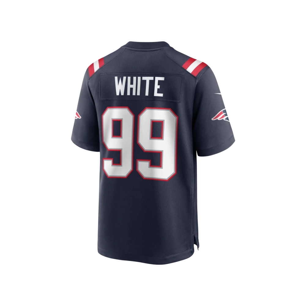 Mens New England Patriots Keion White Navy Team Game Jersey