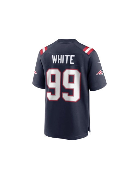 Mens New England Patriots Keion White Navy Team Game Jersey