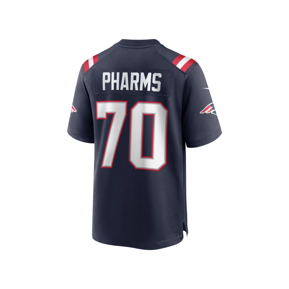 Mens New England Patriots Jeremiah Pharms Jr. Navy Team Game Jersey