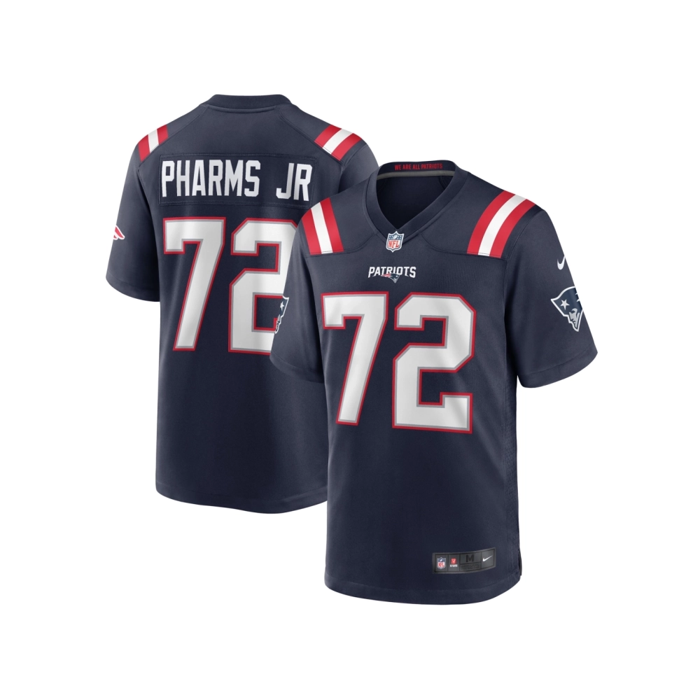 Mens New England Patriots Jeremiah Pharms Jr. Navy Game Player Jersey