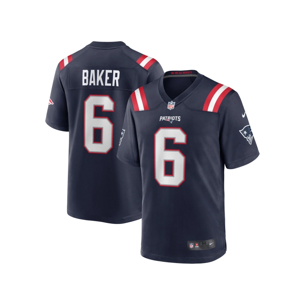 Mens New England Patriots Javon Baker Navy Team Game Jersey