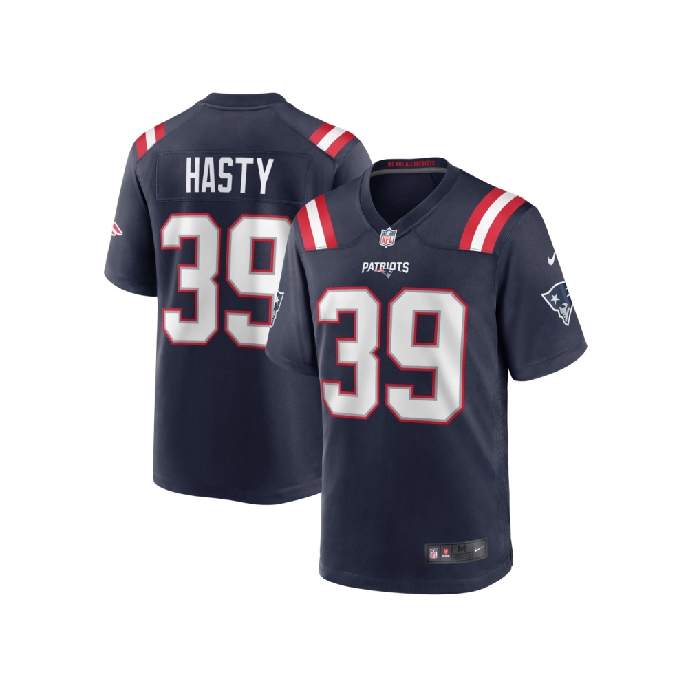 Mens New England Patriots Jamycal Hasty Navy Team Game Jersey