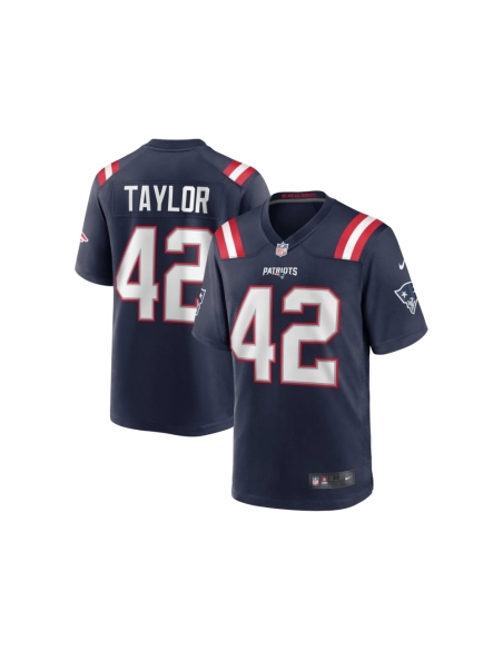 Mens New England Patriots J.J. Taylor Navy Team Game Jersey