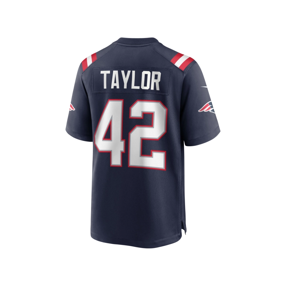 Mens New England Patriots J.J. Taylor Navy Team Game Jersey