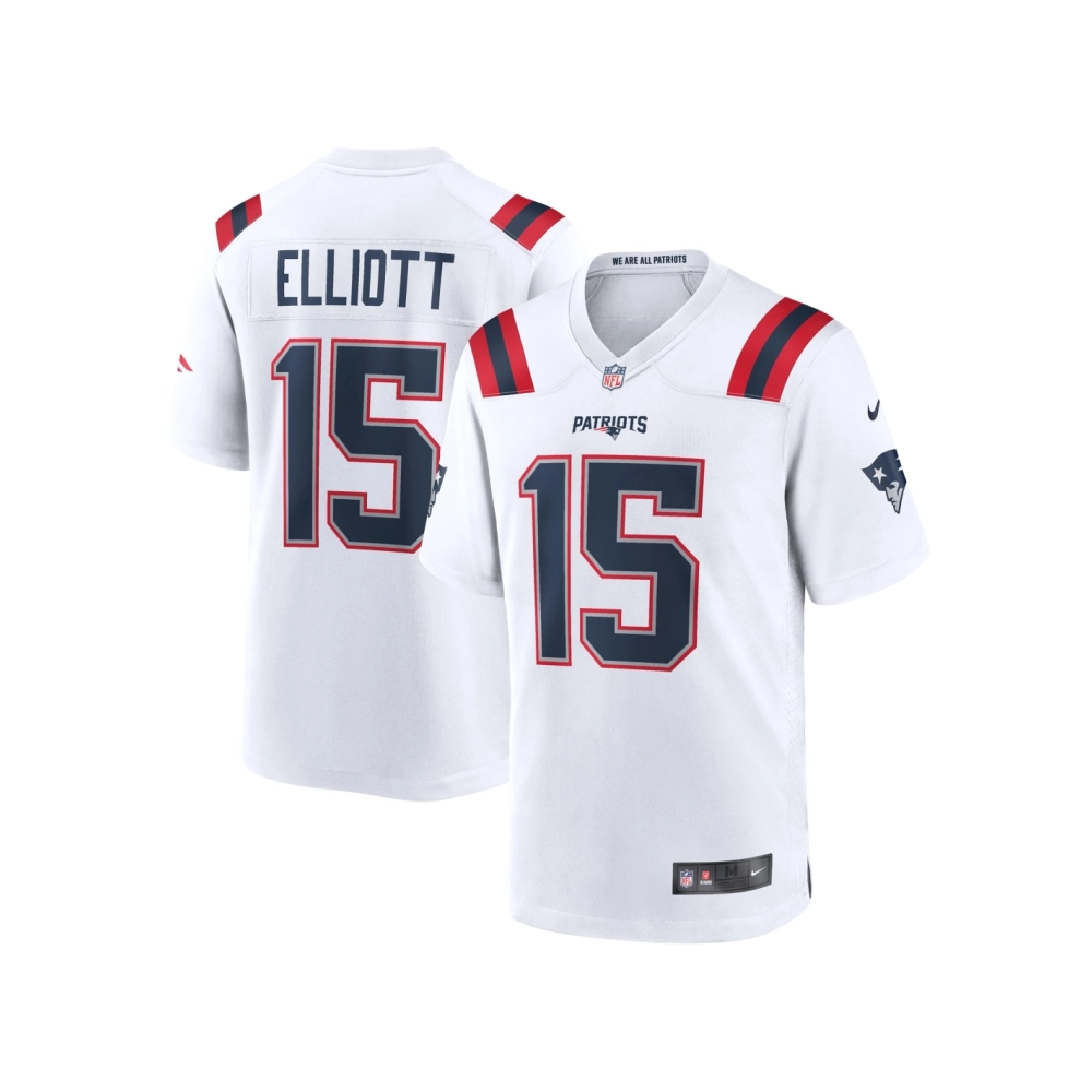Mens New England Patriots Ezekiel Elliott White Game Player Jersey