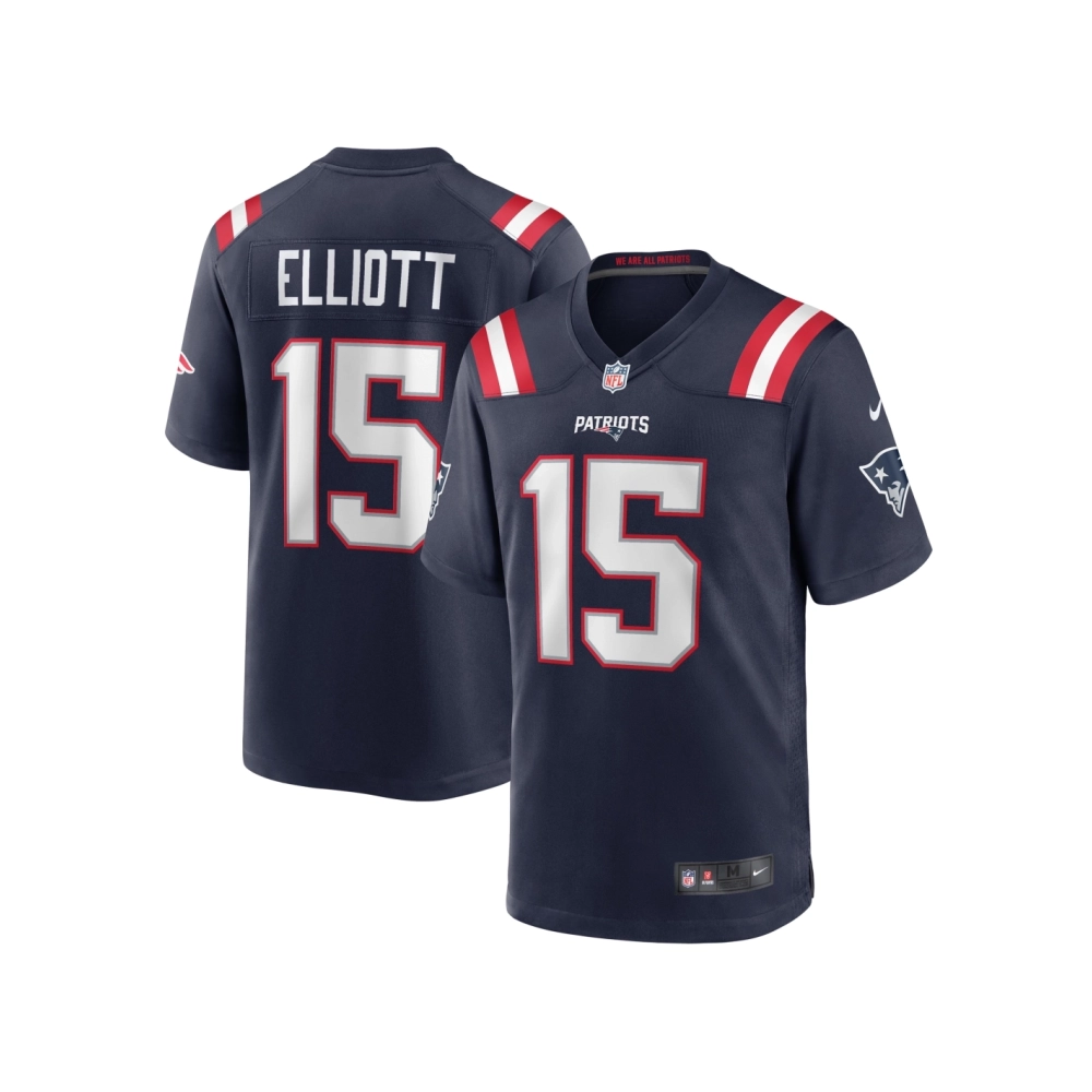 Mens New England Patriots Ezekiel Elliott Navy Game Player Jersey