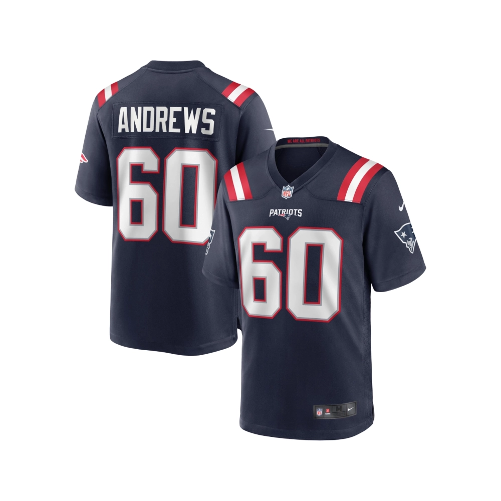 Mens New England Patriots David Andrews Navy Game Jersey