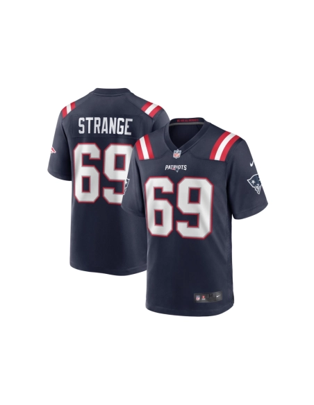 Mens New England Patriots Cole Strange Navy Player Game Jersey