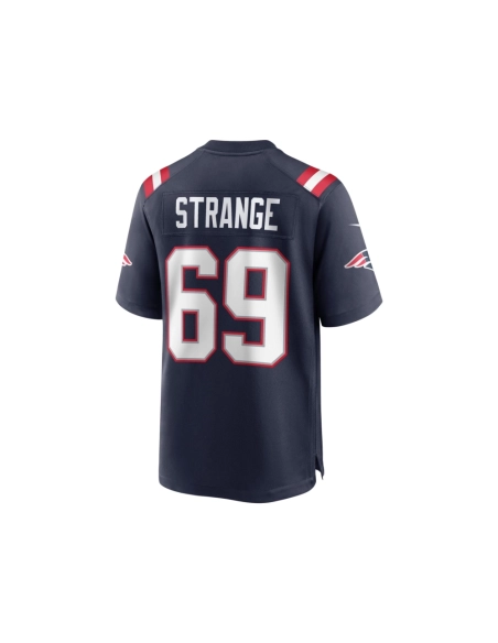 Mens New England Patriots Cole Strange Navy Player Game Jersey