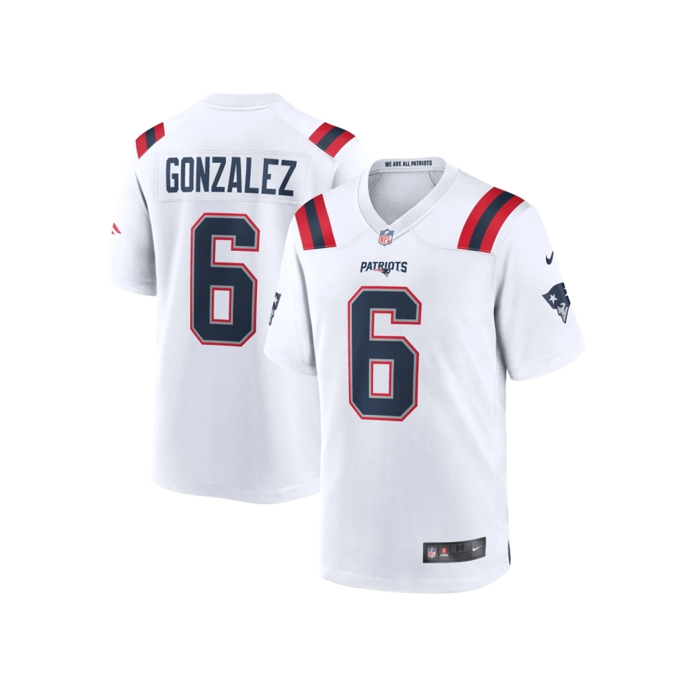 Mens New England Patriots Christian Gonzalez White Game Jersey