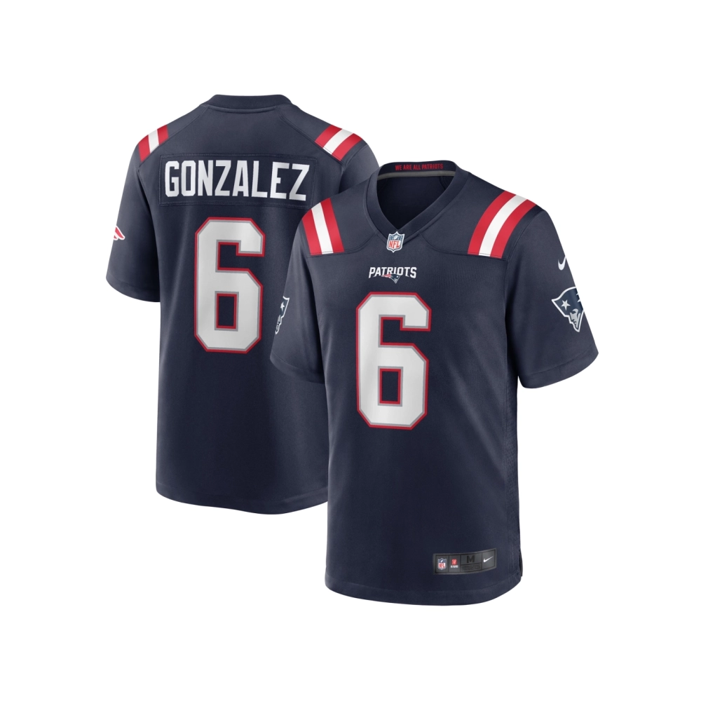 Mens New England Patriots Christian Gonzalez Navy Team Game Jersey