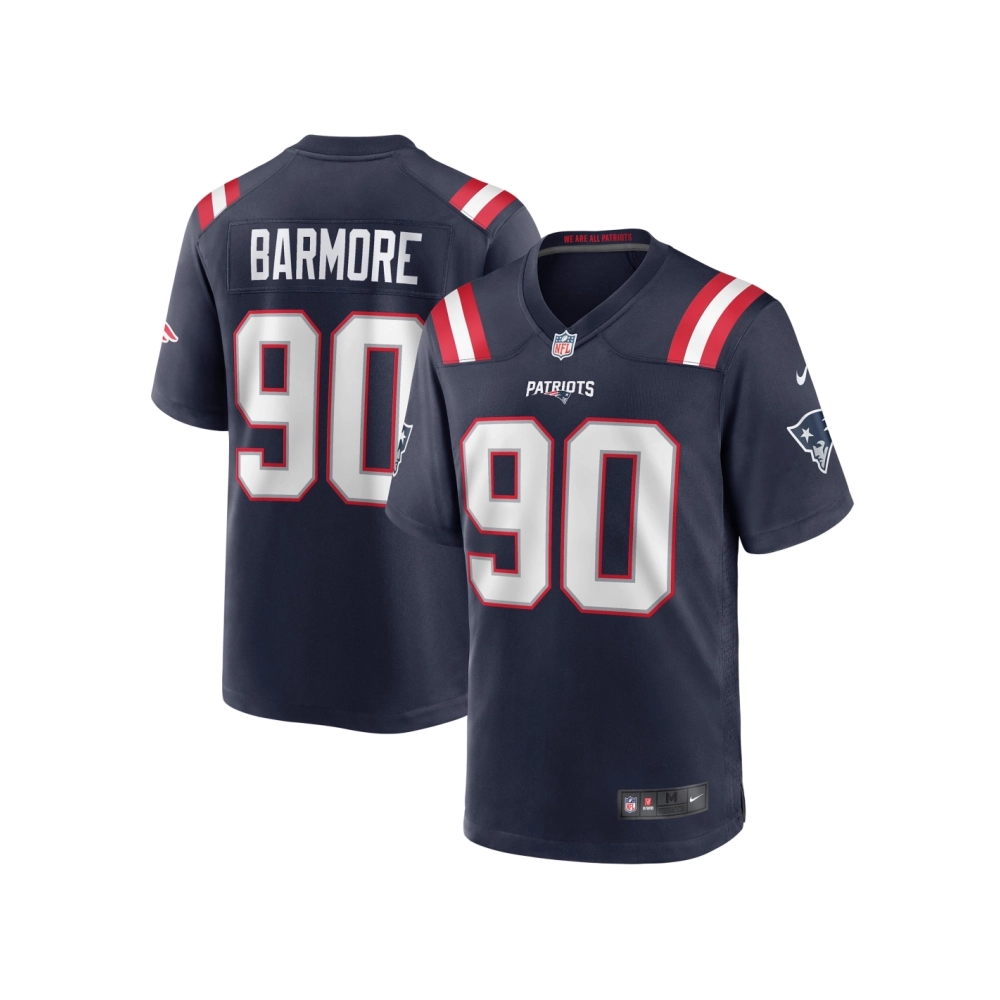 Mens New England Patriots Christian Barmore Navy Player Game Jersey