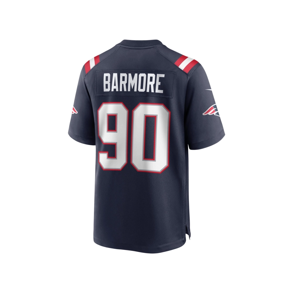 Mens New England Patriots Christian Barmore Navy Player Game Jersey