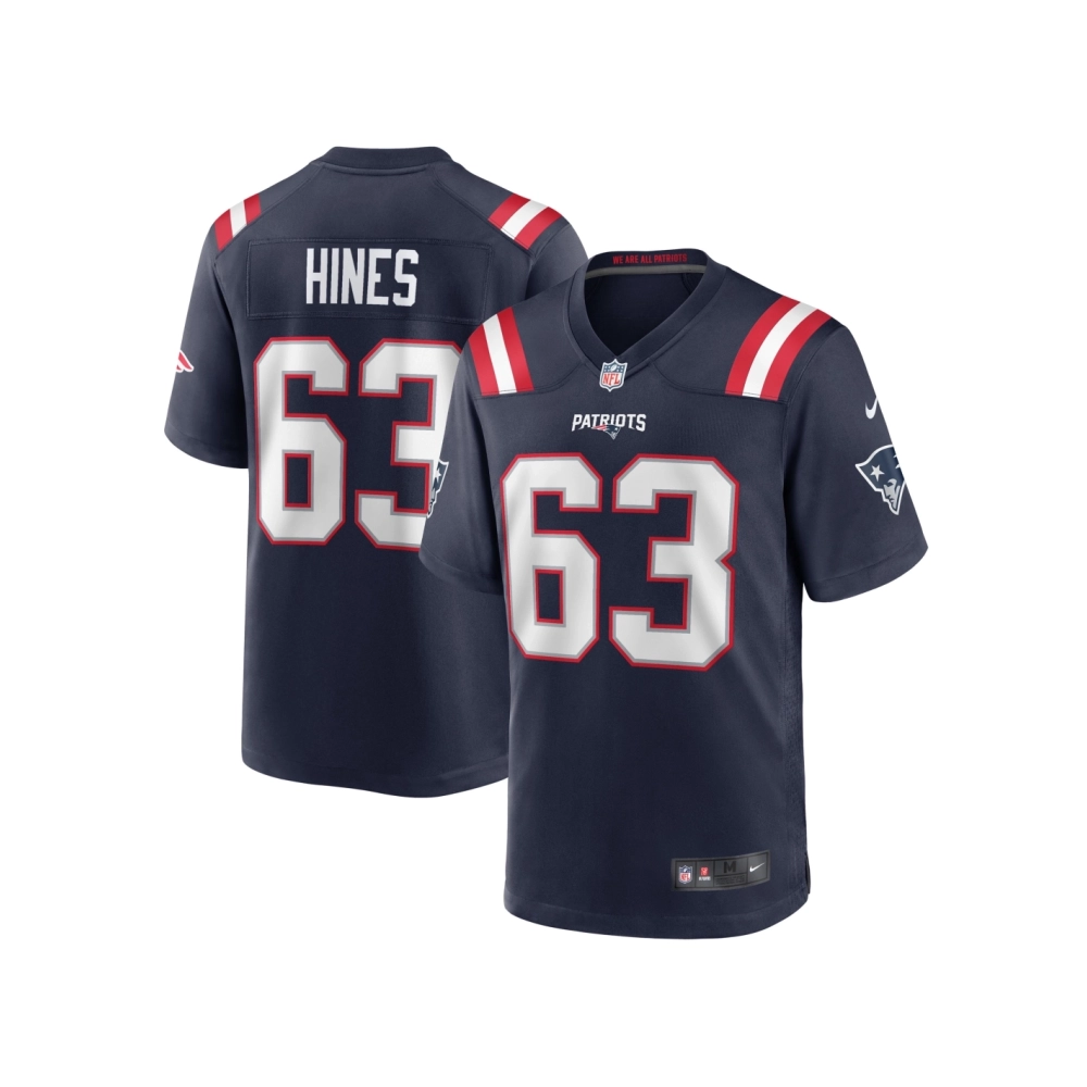 Mens New England Patriots Chasen Hines Navy Game Player Jersey