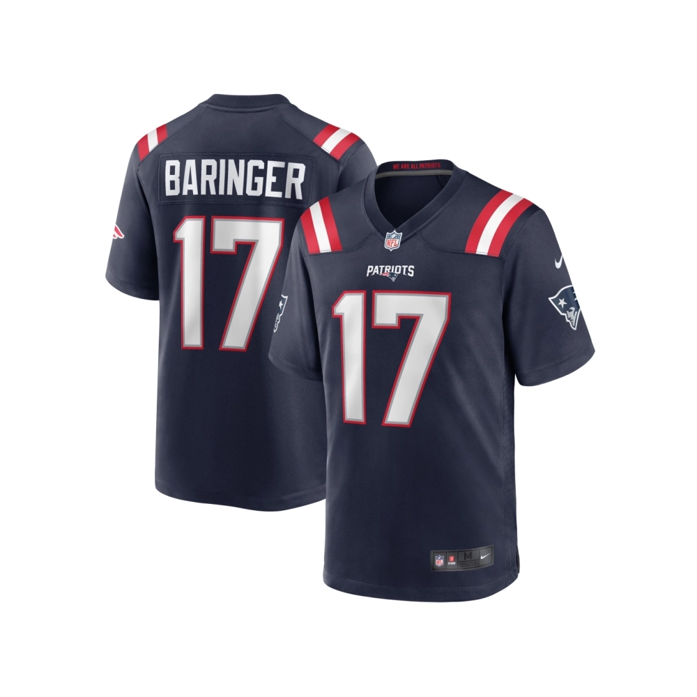 Mens New England Patriots Bryce Baringer Navy Team Game Jersey