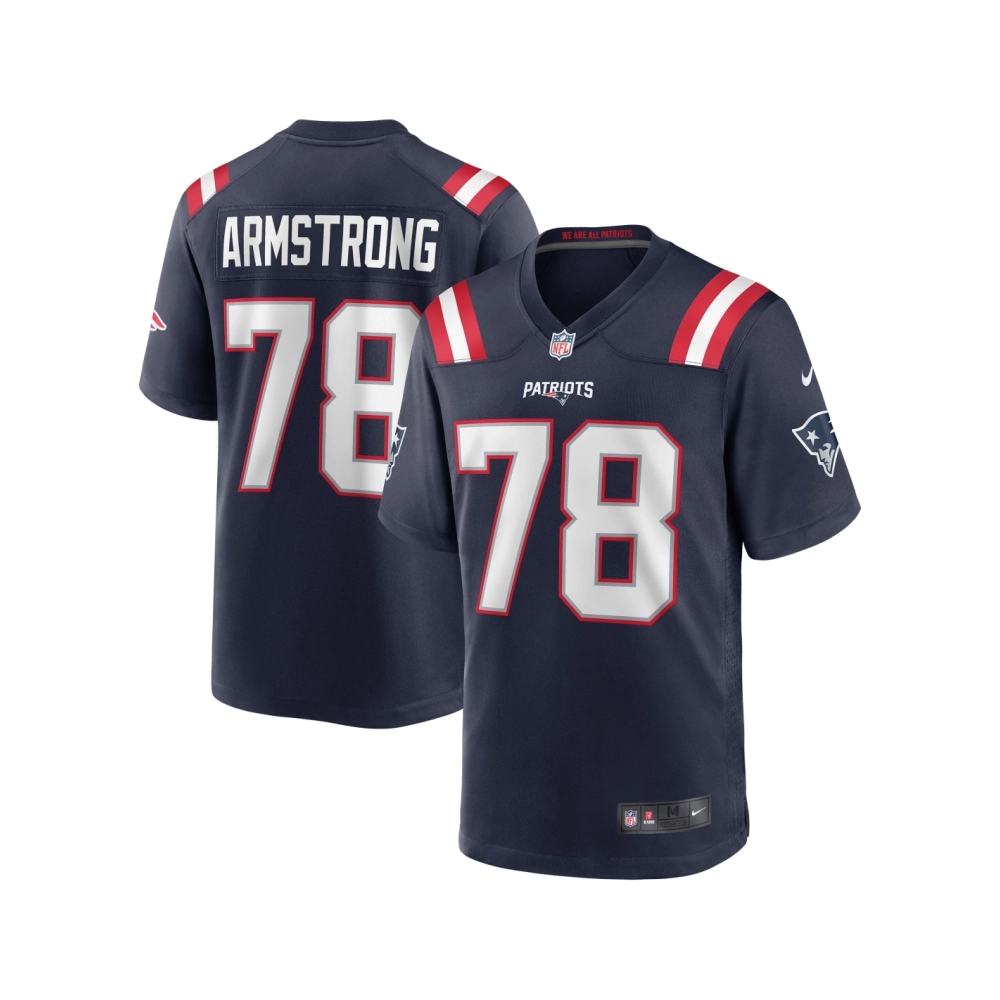 Mens New England Patriots Bruce Armstrong Navy Game Retired Player Jersey