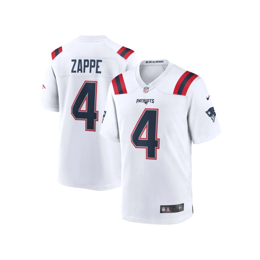 Mens New England Patriots Bailey Zappe White Game Player Jersey