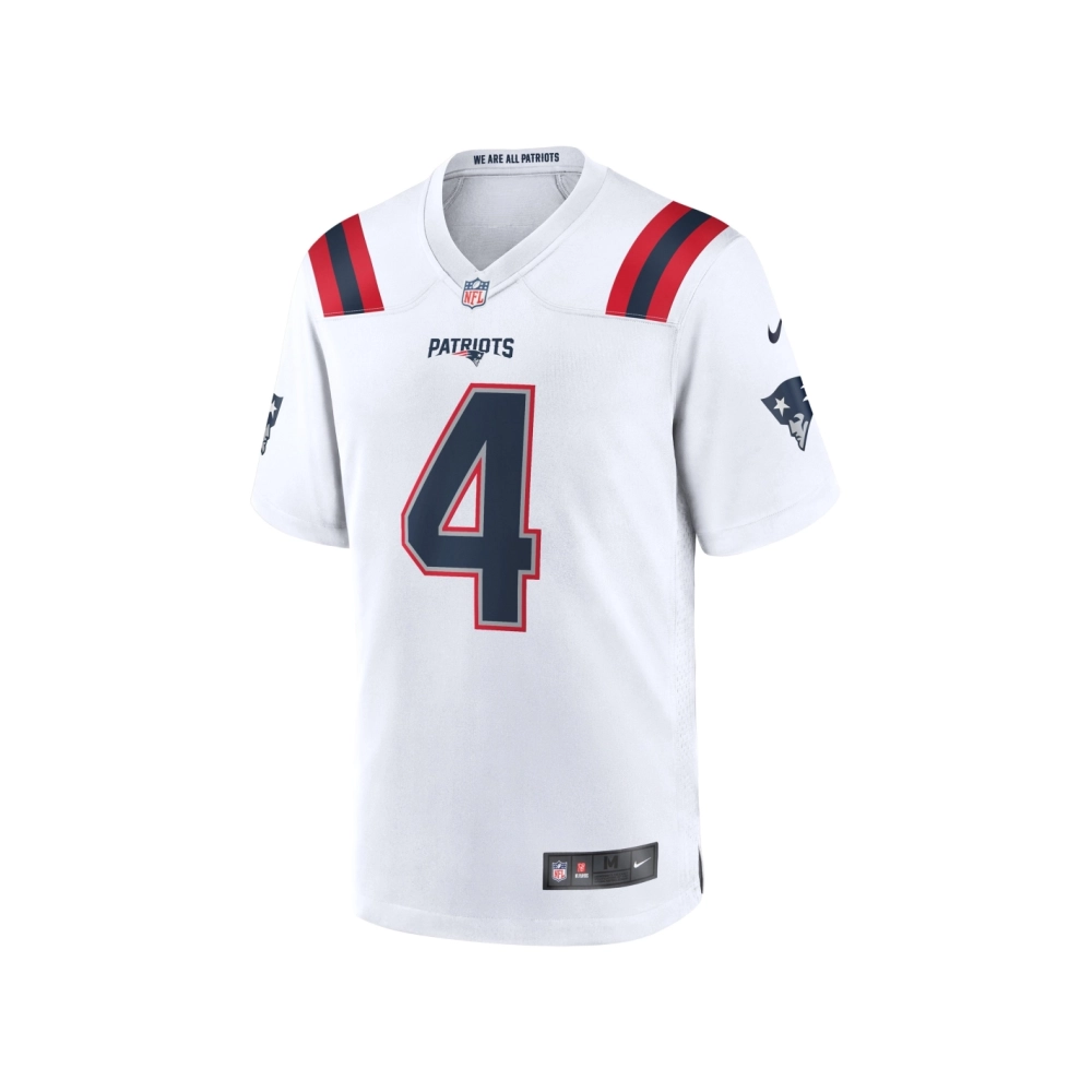 Mens New England Patriots Bailey Zappe White Game Player Jersey