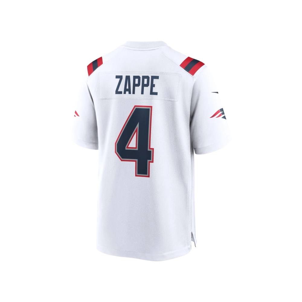 Mens New England Patriots Bailey Zappe White Game Player Jersey