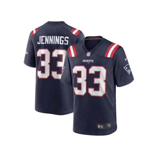 Mens New England Patriots Anfernee Jennings Navy Team Game Jersey