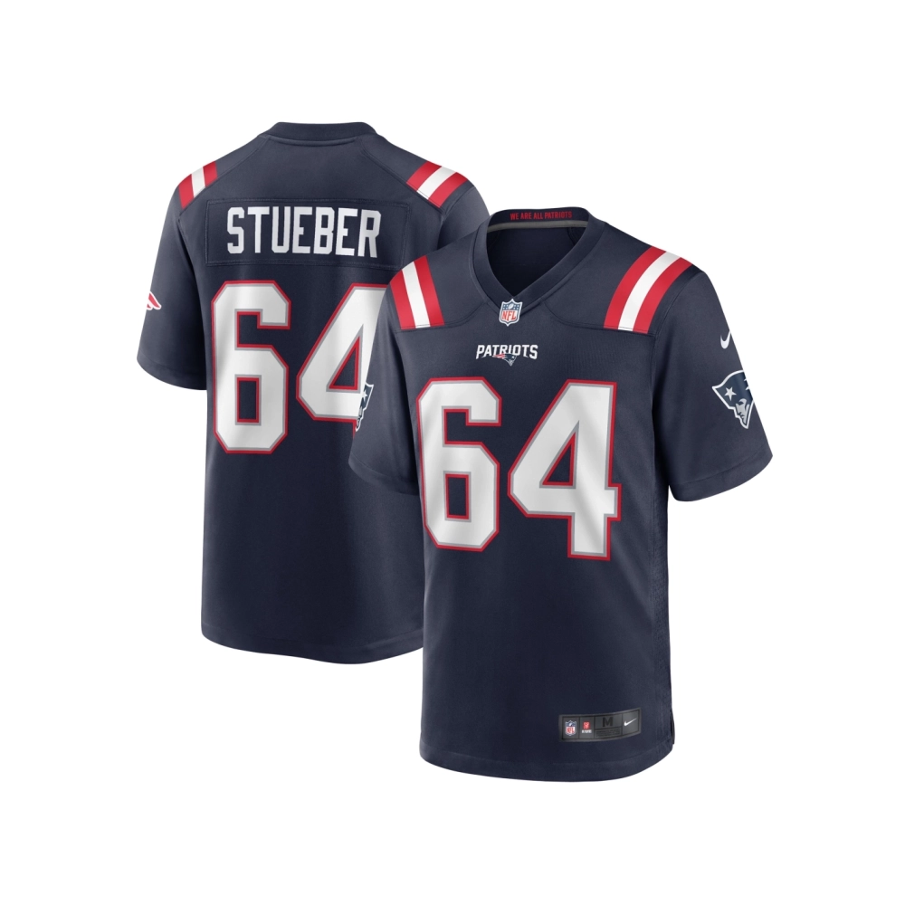 Mens New England Patriots Andrew Stueber Navy Game Player Jersey