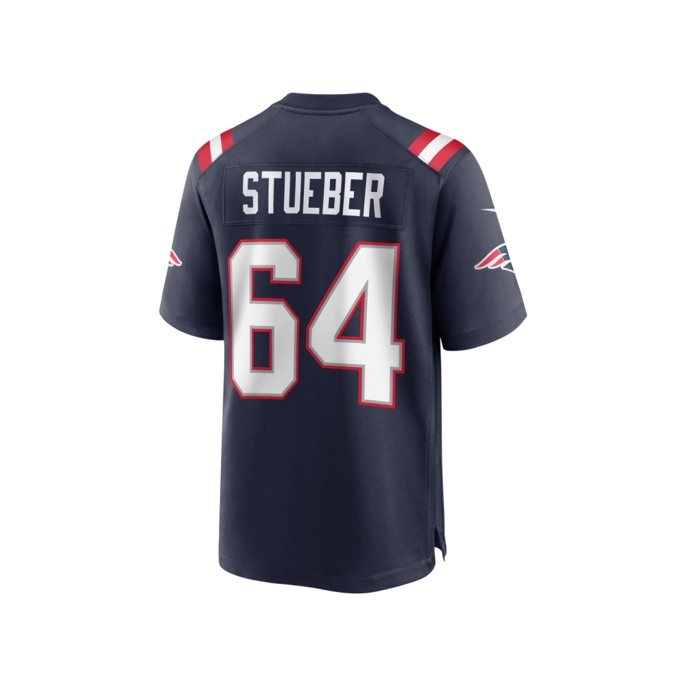 Mens New England Patriots Andrew Stueber Navy Game Player Jersey