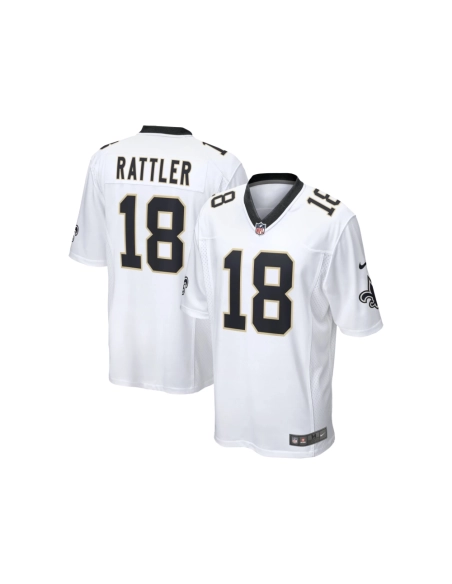Mens New Orleans Saints Spencer Rattler White 2024 NFL Draft Game Player Jersey