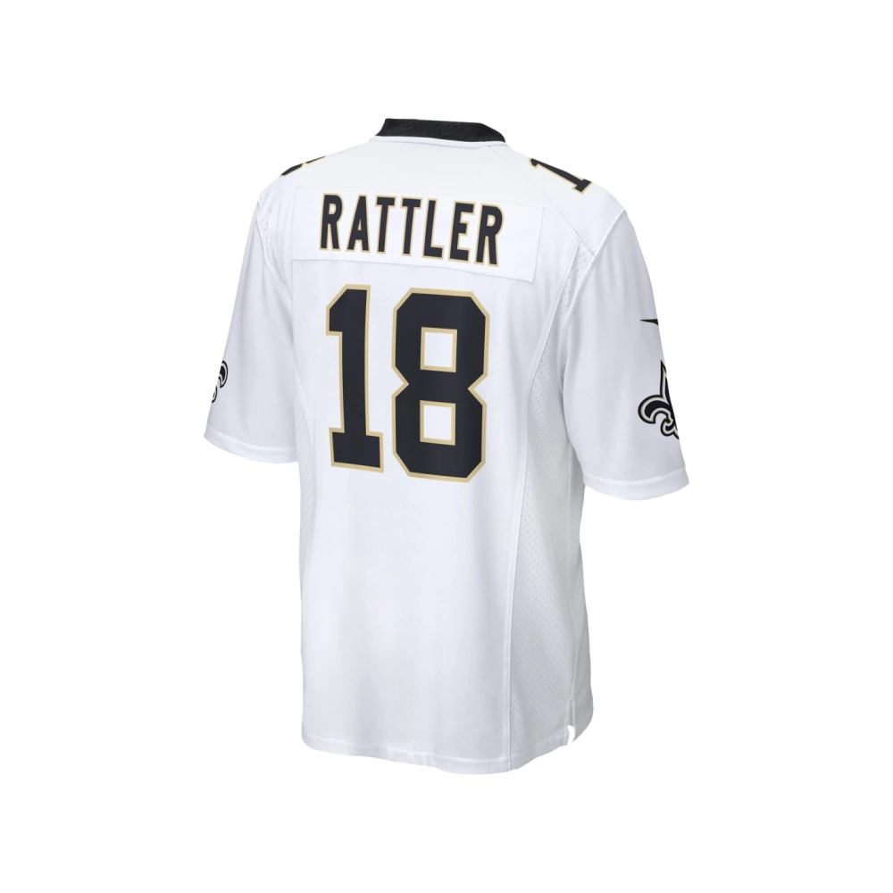 Mens New Orleans Saints Spencer Rattler White 2024 NFL Draft Game Player Jersey