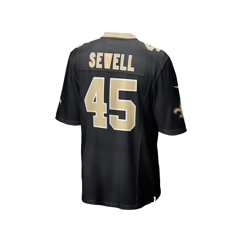 Mens New Orleans Saints Nephi Sewell Black Game Player Jersey