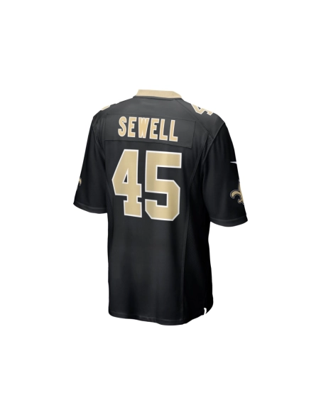Mens New Orleans Saints Nephi Sewell Black Game Player Jersey