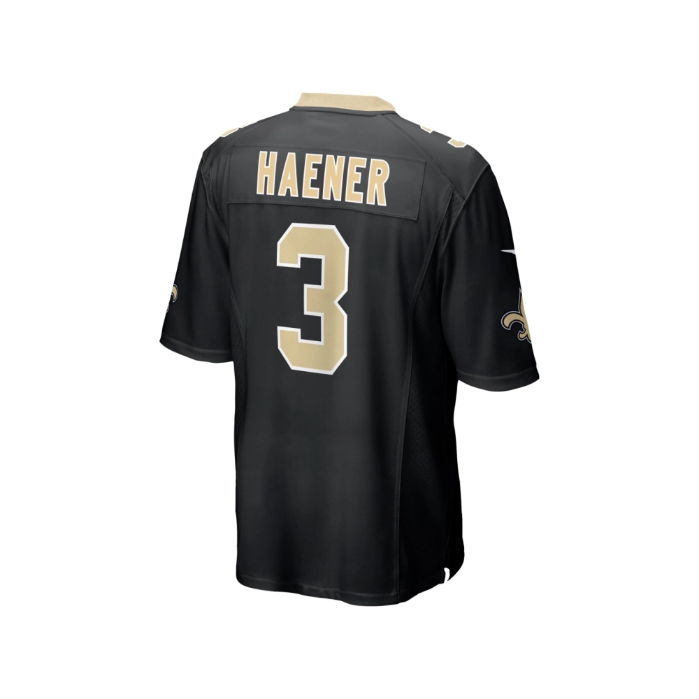 Mens New Orleans Saints Jake Haener Black Team Game Jersey