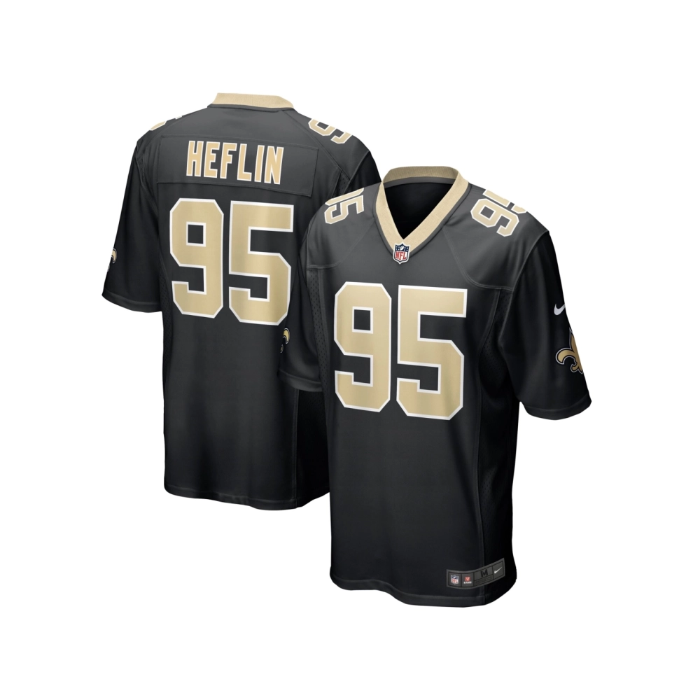 Mens New Orleans Saints Jack Heflin Black Team Game Jersey