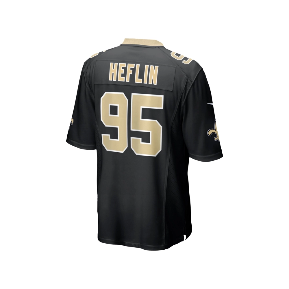 Mens New Orleans Saints Jack Heflin Black Team Game Jersey