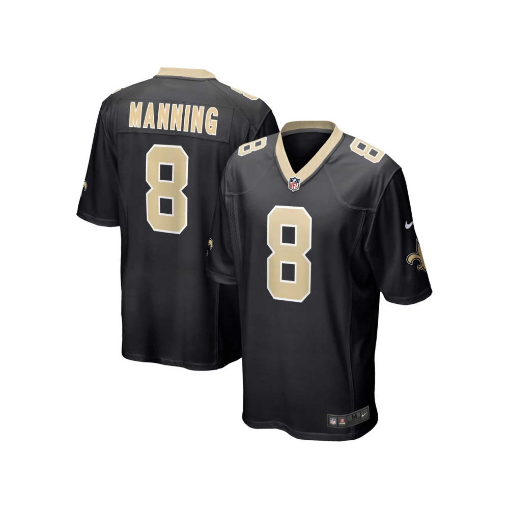 Mens New Orleans Saints Archie Manning Black Retired Player Game Jersey