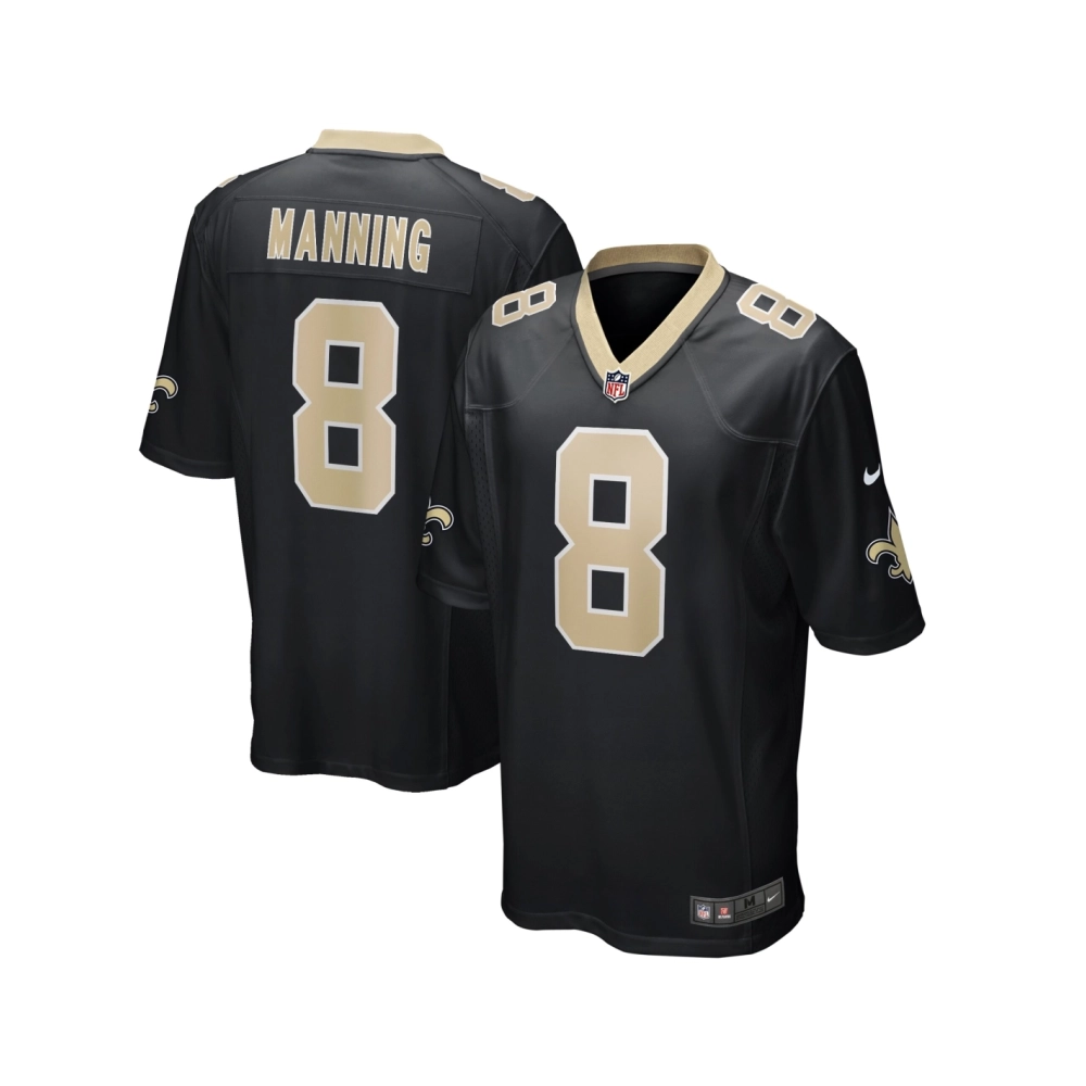 Mens New Orleans Saints Archie Manning Black Game Retired Player Jersey