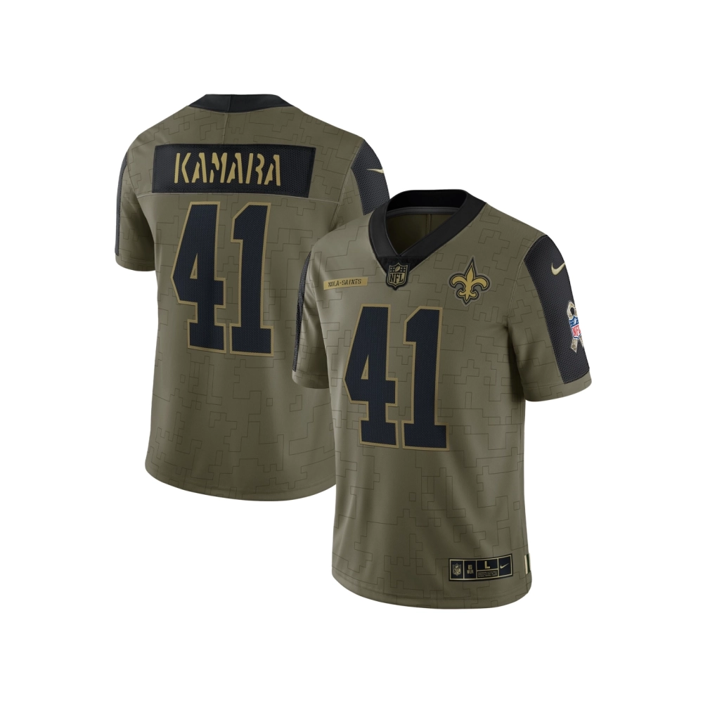 Mens New Orleans Saints Alvin Kamara Olive Salute To Service Limited Player Jersey