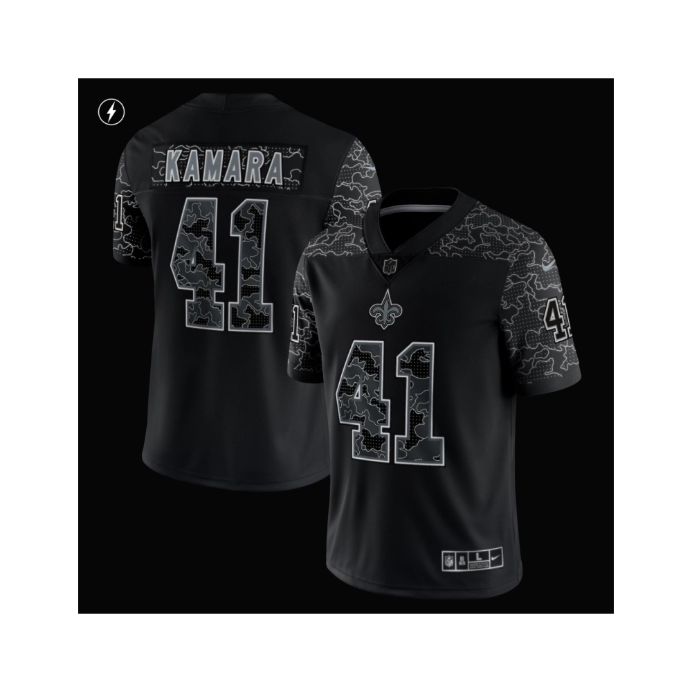 Mens New Orleans Saints Alvin Kamara Black RFLCTV Limited Jersey