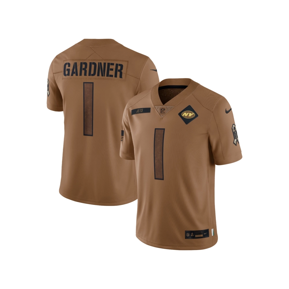 Womens New York Jets Ahmad Sauce Gardner Brown 2023 Salute To Service Limited Jersey