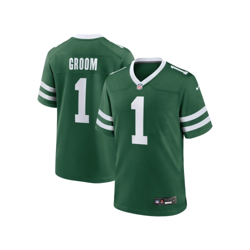 Mens New York Jets Number 1 Groom Legacy Green Game Jersey