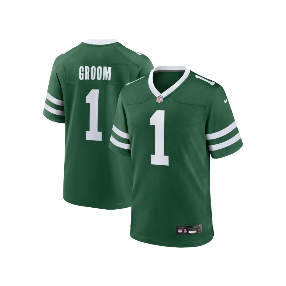Mens New York Jets Number 1 Groom Legacy Green Game Jersey