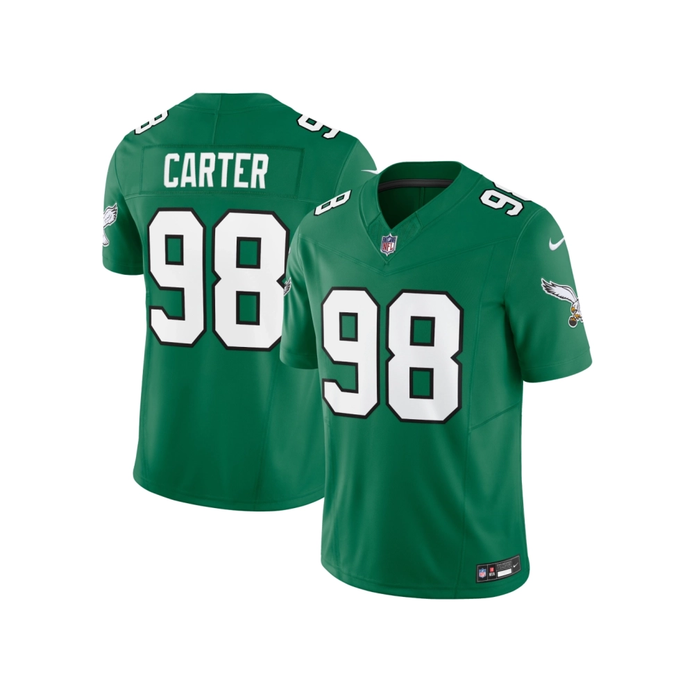 Mens Philadelphia Eagles Jalen Carter Kelly Green Alternate Vapor F.U.S.E. Limited Jersey