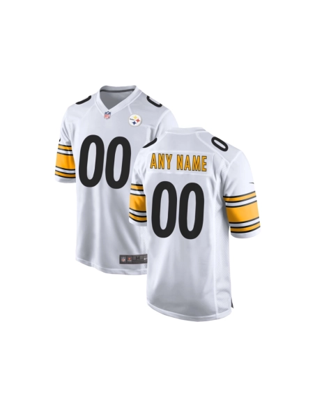 Mens White Pittsburgh Steelers Away Custom Game Jersey