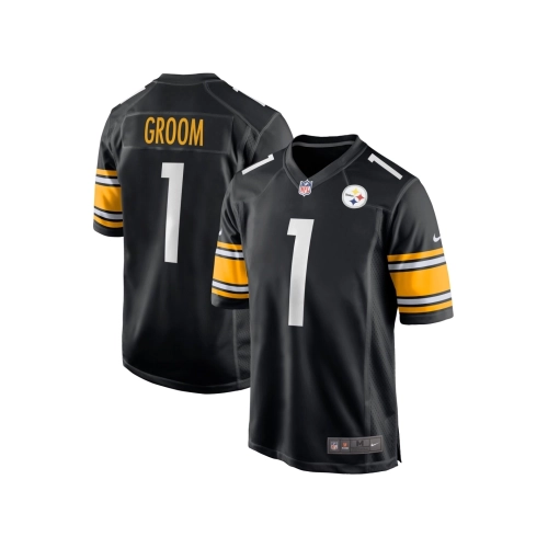 Mens Pittsburgh Steelers Number 1 Groom Black Game Jersey
