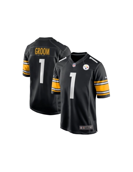 Mens Pittsburgh Steelers Number 1 Groom Black Game Jersey