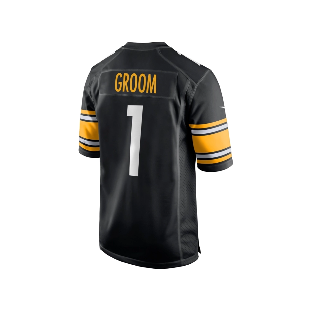 Mens Pittsburgh Steelers Number 1 Groom Black Game Jersey