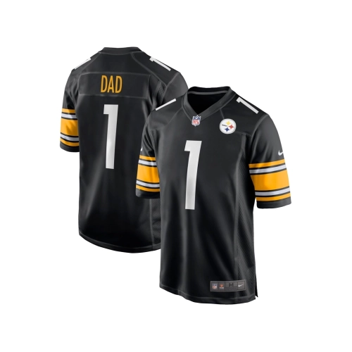 Mens Pittsburgh Steelers Number 1 Dad Black Game Jersey